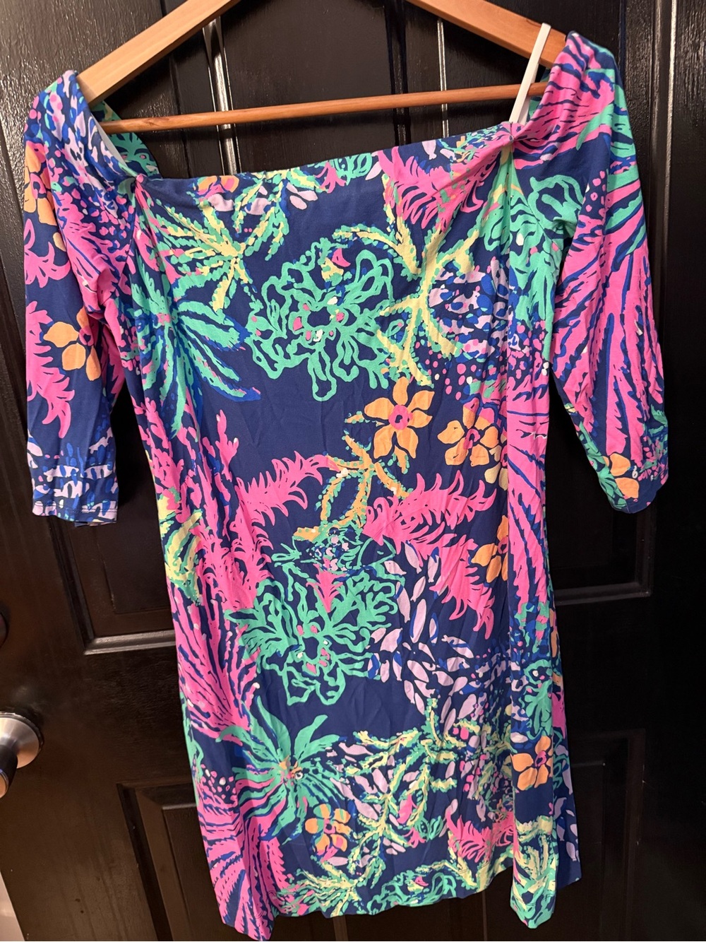 Lilly Pulitzer Navy Floral Print Dress with Pink & Green Accents